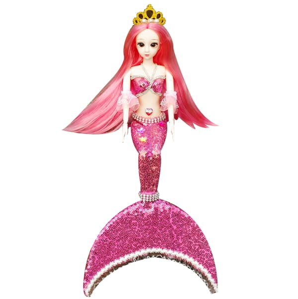 Barbie havfrue legetøj med pailletter dark pink