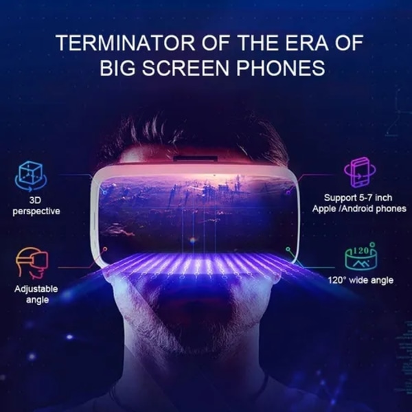 3D VR Virtuaalitodellisuuslasit kaukosäätimellä ja kuulokkeilla