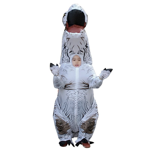 Uppblåsbar dinosauriekostym Cosplay Maskeradkostym Halloween Barn Grön Vuxen Vit Vit white kids