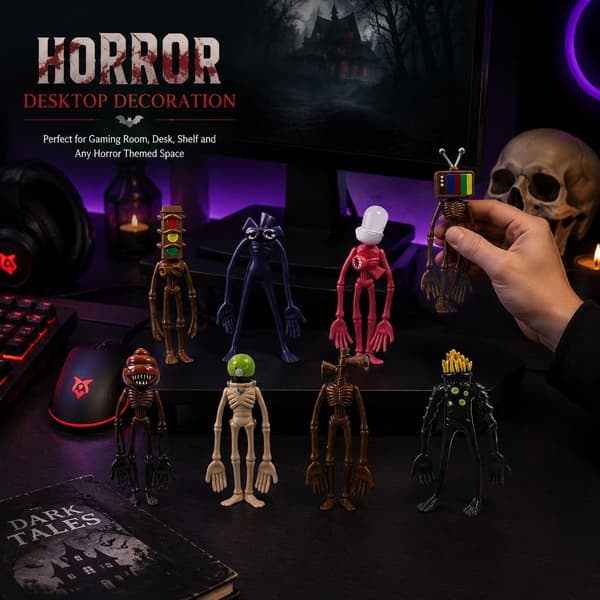 8 x Siren Head Halloween Dekoration Skräckmonster Figurset