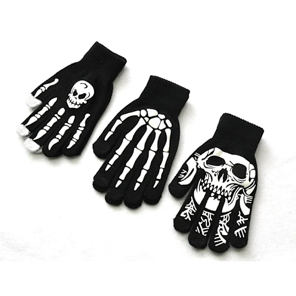 Halloween-tarvikkeet Valoavat Hanskat Talvi Käsilämmittimet Liukumattomat Kauhuhanskat Luuranko Grimaassi Mittens Unisex Pitävät Lämpimänä Hanskat