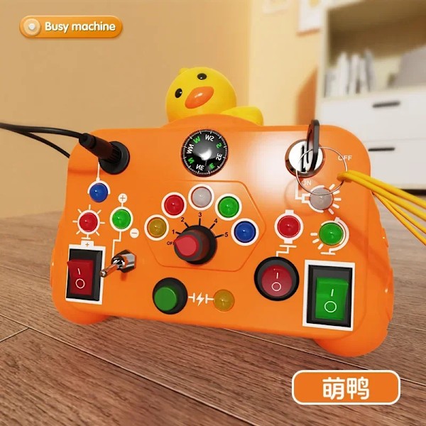 Montessori Aktiviteettilelu Mielilelut Sarjakuva LED-valokytkimellä Ohjauspaneeli Matka-aktiviteetit Lasten Leikki 2-4 Vuotiaille Yellow Duck