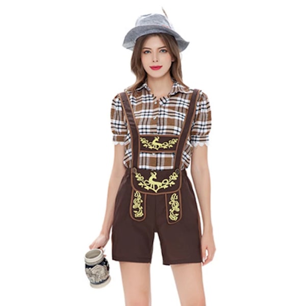 Adult Couple Oktoberfest Lederhosen Costume Parade Tavern Bartender Waitress Outfit Cosplay Carnival Halloween Party Dress Women Women