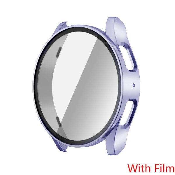 Hærdet Glas+Etui til Samsung Galaxy Watch 7 44mm 40mm Skærmbeskytter Allround Bumper Etui til Galaxy Watch 7FE 40 44mm Lilla[ee] Purple For Watch 7 40mm