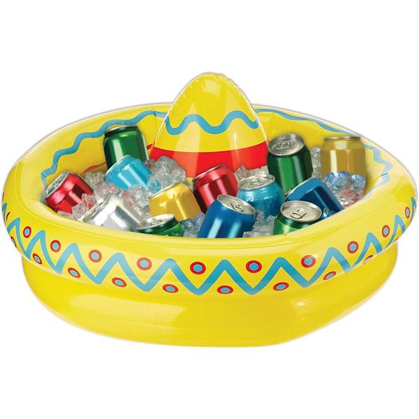 Oppustelig drikkevarekøler med en diameter på ca. 50 cm, Mexico, temafest, karneval, poolparty