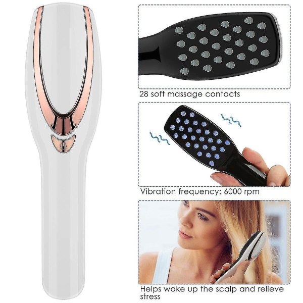 Fototerapi håråterväxtborste, hårbottenmassagerkam för hårväxt, mot håravfall Huvudvård Elektrisk massagekamborste med USB uppladdningsbar