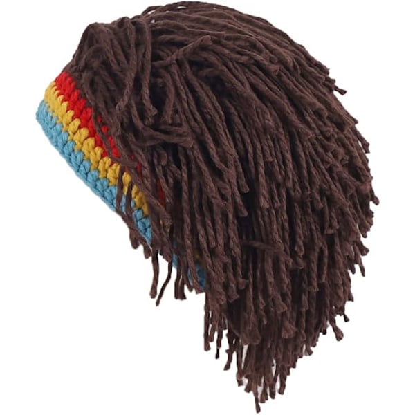 Håndlaget strikket vinterlue for menn med dreadlocks - morsom rasta-lue