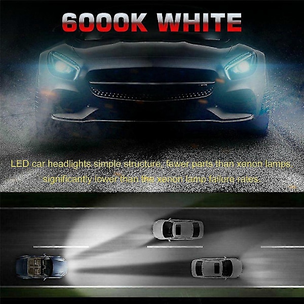2kpl Uusi H7 LED-polttimosarja Kauko- ja lähivalo W 60000lm 6000k