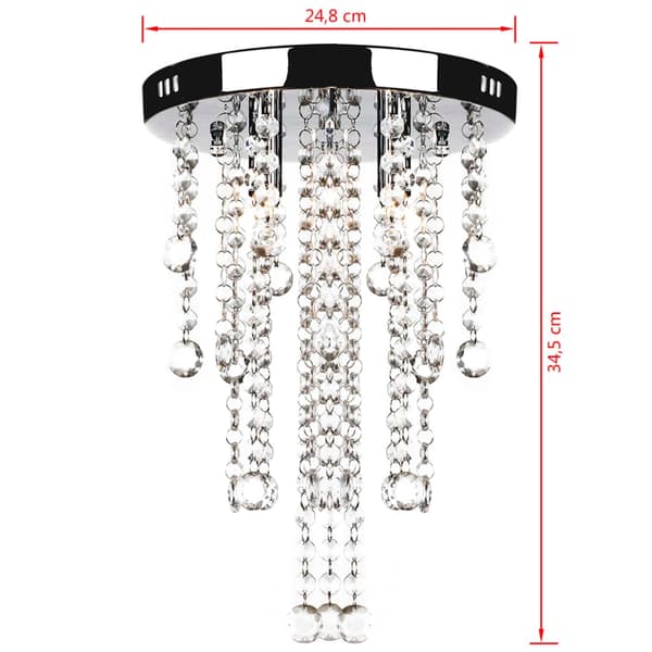 vidaXL Ceiling Chandelier in White Metal with Crystals Vit white