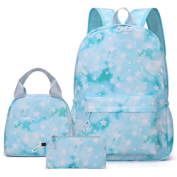 Prinsesse-stil skolesekk 3-delt sett for barneskolejenter Star Blue