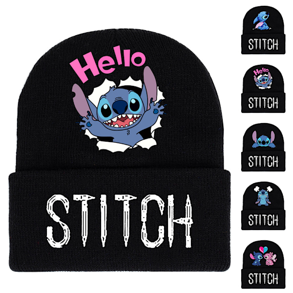 Lilo & Stitch tecknad tryck stickad mössa för barn kepspresent #5