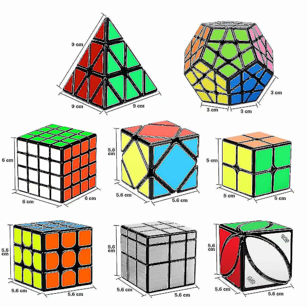 Hastighetskubset, Magisk Kubpaket 2x2 3x3 4x4 Pyramid - Leksakspusselkub för Barn och Vuxna Set med 8 av Yaying