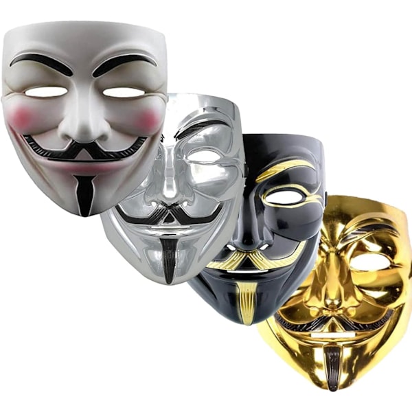 GrassVillage Anonyymi Halloween V for Vendetta -naamiosetti - JUHLAT, MAAILMAN KIRJAVIikko/HALLOWEEN-PAKETTI 3 Pack Set - Gold, Black and White