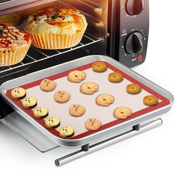Silikone Bagemåtte Sæt Med 2 Genanvendelige Non-Stick Bageplader Til Småkager Brød Macarons Mørkegrå 41,9 cm X 29,5 cm