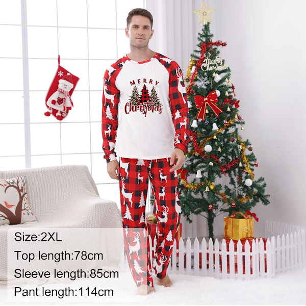 Black Friday-tilbud 2022! Pisexur Julepysjamas for familie, Julekostymer Langermet Klassisk Rutete Matchende Familie Julepysjamas, God Jul
