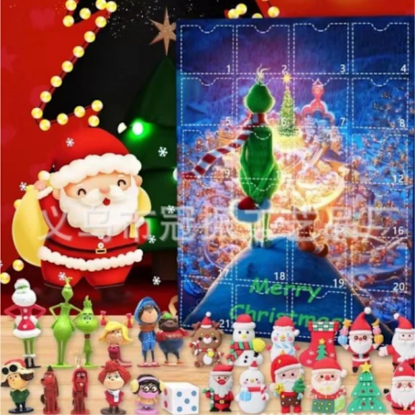 2024 Ny Disney Stitch Dukke Adventskalender Gave 24-Dagers Nedtelling Kommende Gaver Fin Blindboks (Juletrær Grinch Blindboks-Rød) Christmas Tree Grinch Blind Box-Red