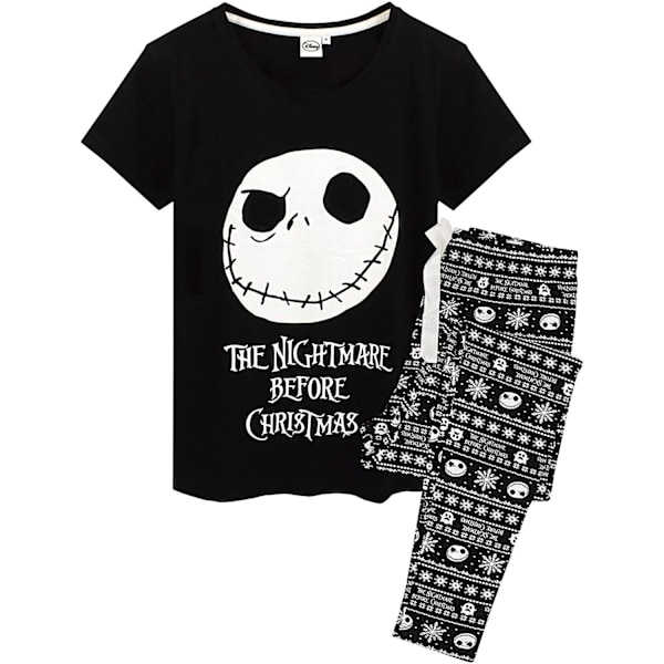 Painajainen Ennen Joulua - Naisten Jack Skellington -Pyjamasetti Musta/Valkoinen Black/White L