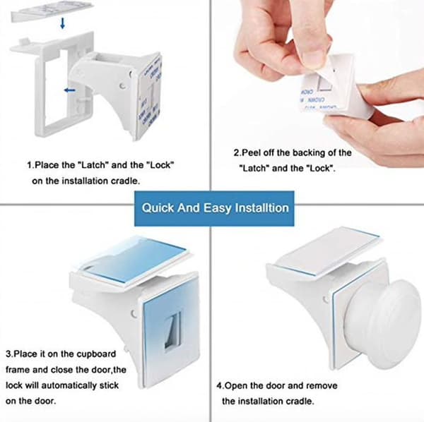 4pcs Child Lock Magnetic - Magnetic Drawer Lock White white