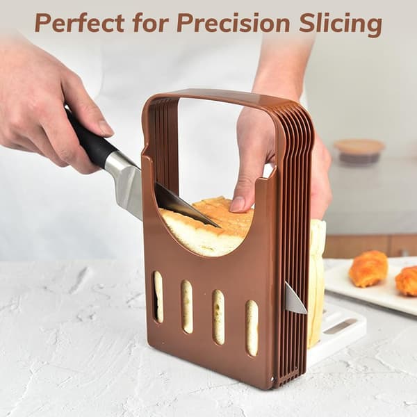 Justerbar brødskjærerguide med sammenleggbar design for smørbrød, bagels, surdeig og kaker