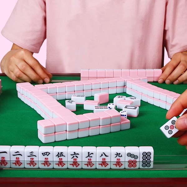 Bärbar Liten Handgnuggande Mahjong Logiskt Tänkande Övningsspel Gåva till Vänner Familj Chinese Red