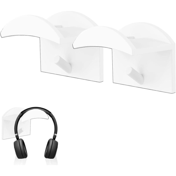 2 delar hörlurshållare, ingen borrning krävs Silica Gel hörlurshållare, med krok Hörlurshållare, vit