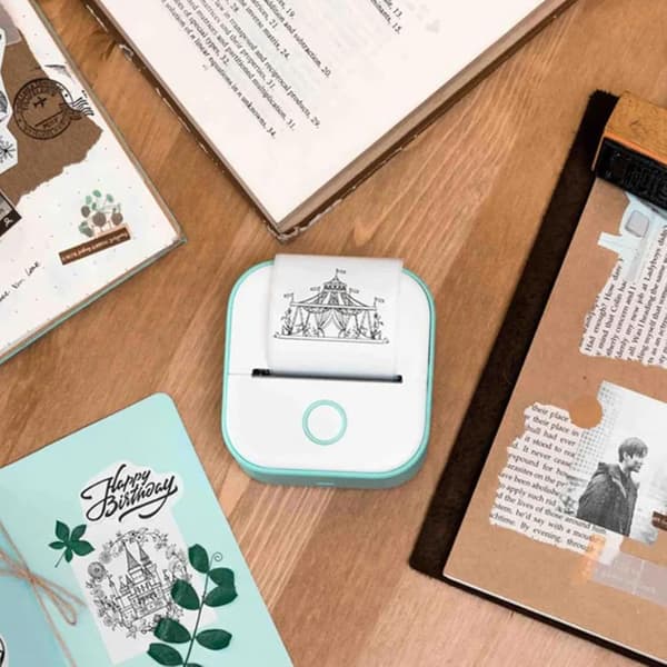 Bluetooth Kannettava Mini Tarratulostin Musteeton Tulostuslaite Lapsille Ja Aikuisille Sininen
