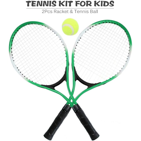 Set med 2 tennisracketar för tonåringar för träningstennis, grön{EE}