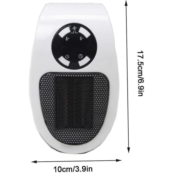 Bärbar plug-in väggvärmare - 500w mini elektrisk rymdvärmare med digital timer och keramisk värme (eu-kontakt)