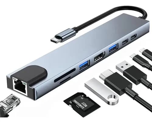 8-i-1 hub med USB-C til HDMI & Ethernet