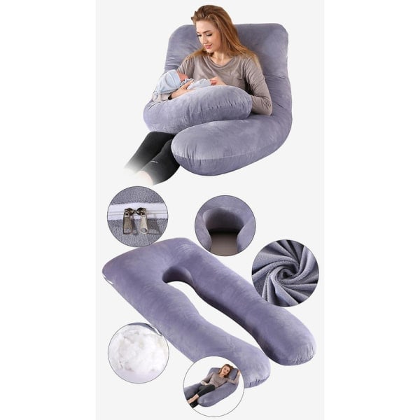 Graviditetspute U-formet, gravid pute Full kroppspute med avtakbart trekk Black Cherry{EE}