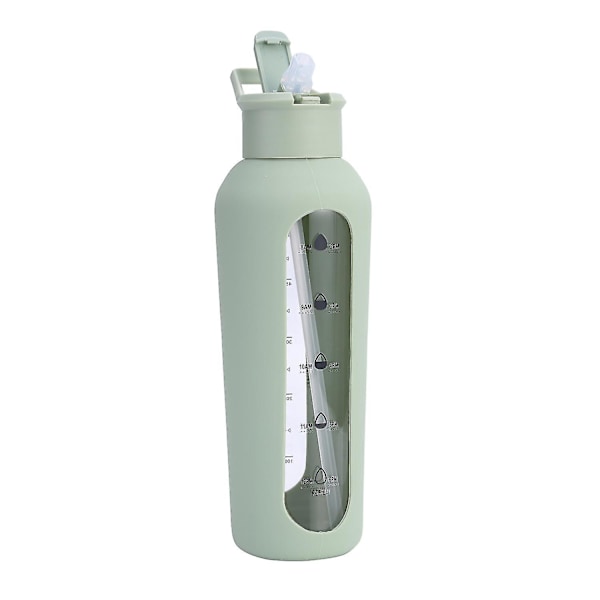 Glass water bottle with straw and handle cap Water bottles with times to drink and straw700ml