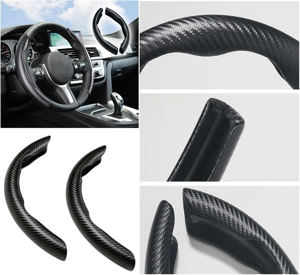 Universal Ratdæksel 2-pak Kulfiber Skridsikker Let Komfortabel Segmenteret Design Passer til de fleste biler 36-40 cm Sort