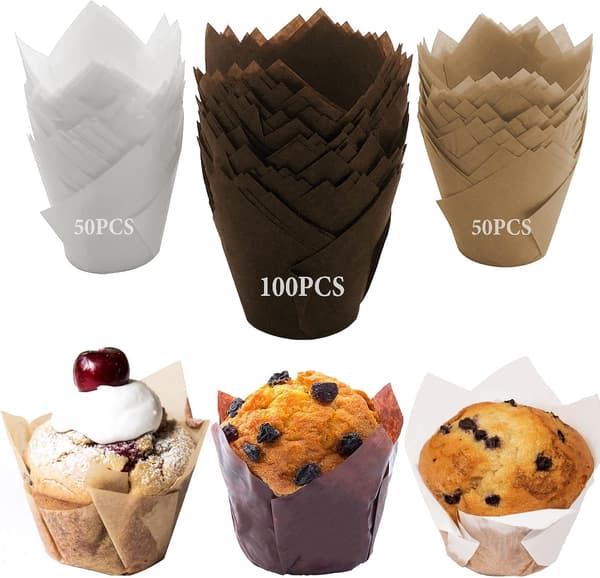 Papir Muffinsformer 200 stk Bakeformer for Cupcakes Muffins Bryllup Bursdagsfest Bakeutstyr