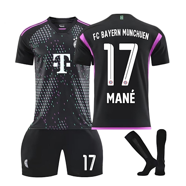 2324 Bayern udebane sort fodboldtrøje ærme til voksne børn - Perfet NO.17 med sokker NO.17with socks 18