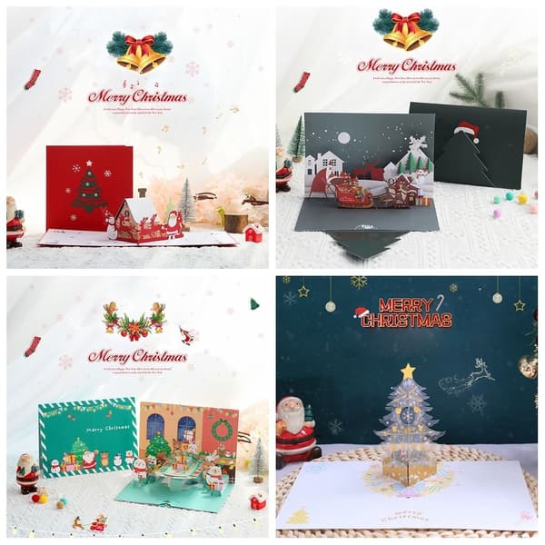 (ee)3D Joulukortti Pop-Up Postikortti 3 3 3 3