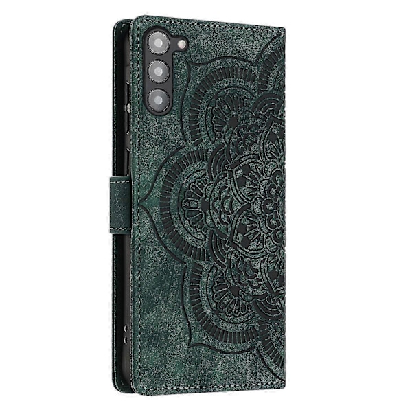 Frostat Läderfodral för Mandala Emed Retro Telefon Gree{ee} Green For Samsung Galaxy S23 5G
