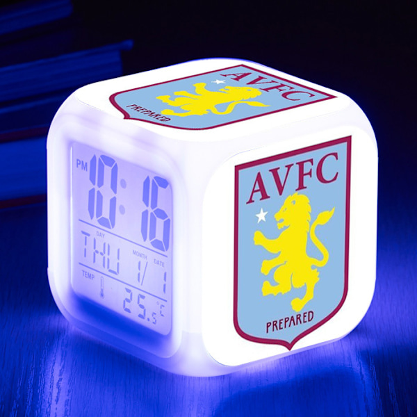 Fodboldur med LED-alarm Lysende Digitalt Ur 7 Farver Mini Børne Natbords Vækkeur B