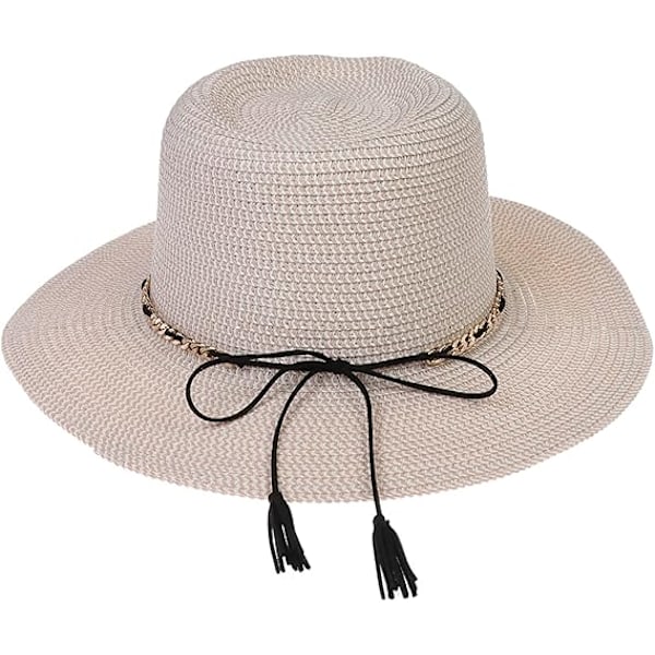 Sommer Stråhat, Bredskygget Sammenfoldelig Dame & Herre, One Size, Strandhat{ee] E pink + beige