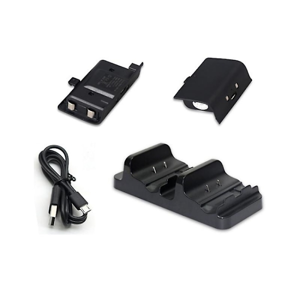 Dobbel Ladestasjon Kontrollerlader + 2 stk. Oppladbare Batterier for XBOX ONE Oppladbart Batteri Beste Dobbel Ladestasjon