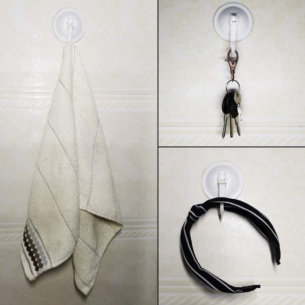 Strong Vacuum Suction Hooks Reusable Removable Hangers No Holes