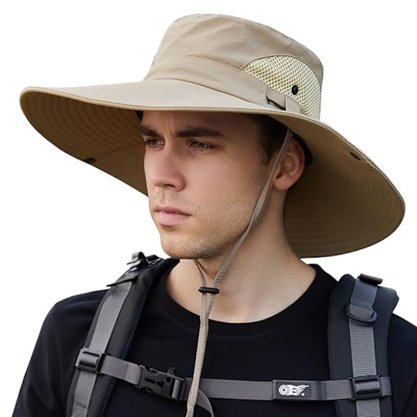 Solhatt Anti-UV UPF 50+ Utomhus Fiskehatt Bredbrättad Fiske (Beige){ee} B