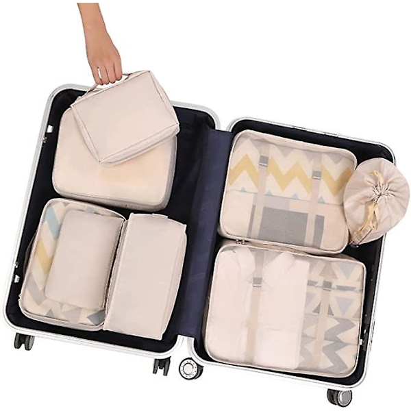 Set Packpåsar Resväskor Packningsorganisatörer För Resetillbehör black