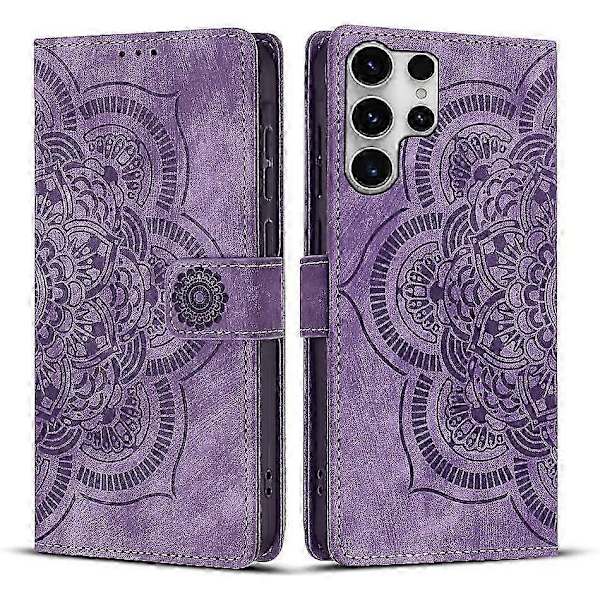 Frostat Läderfodral för Mandala Emed Retro Telefon Lila{ee} Purple For Samsung Galaxy S25 Ultra 5G