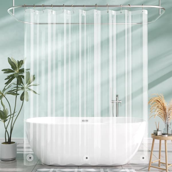 Premium PEVA Duschdraperifoder Transparent Vattentätt Lättvikt Standardstorlek Badrumsgardin Med Rostfria Ringar Och 3 Magneter 180x200cm