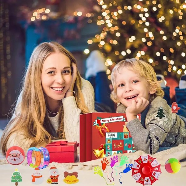 Julkalender 2023 med sensoriska fidget-leksaker, julblindbox, 24 dagars nedräkning, nyårsöverraskningsgåva för barn, pojkar och flickor style 4