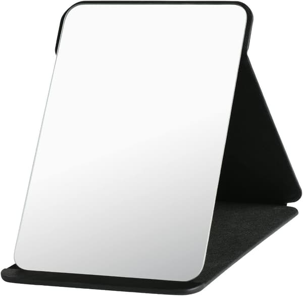 Fällbart bordspegel med PU-läder smink spegel, bärbar resespegel, fällbart spegel med stativ bärbar 16*11cm