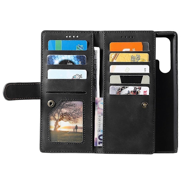 Til Samsung Galaxy S25 Ultra Mobil Cover PU Læder Telefon Cover med Lynlås Pung 9 Kort Slots - Perf Style C