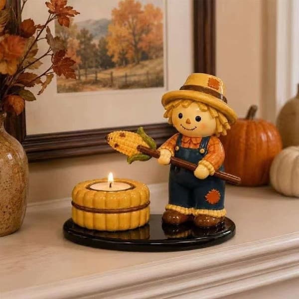 Kreativ Lägerelds-Värmeljushållare Unik Heminredning Campfire Tea Candlestick - Ghost
