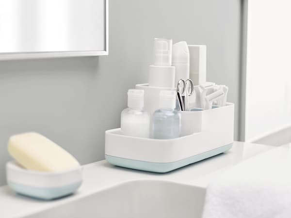 Room divider box, plastic, white/light blue, 25 x 11.5 x 11.5 cm