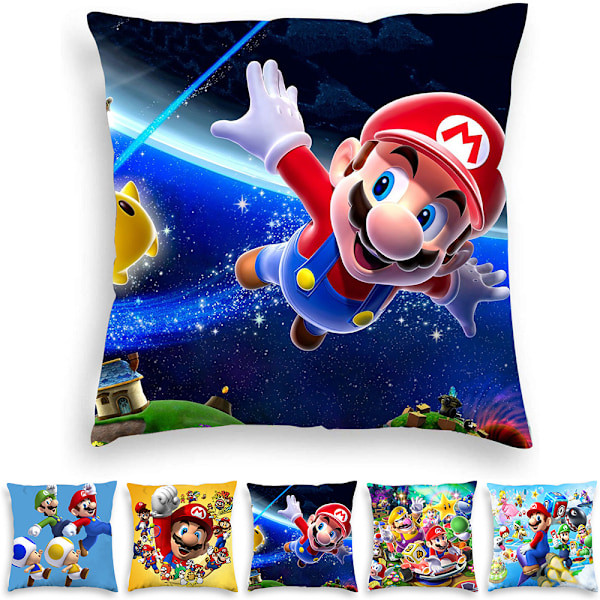 Super Mario Kuddeöverdrag Dekorativ Kudde Hem Soffa Säng Barnrum Dekoration #4 #4 45*45cm